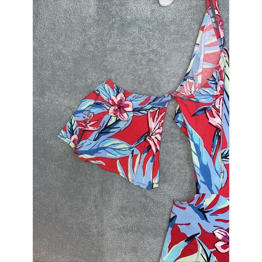 Flying Tomato Jumpsuit Womens Small Red Wide Leg Floral Resort Tropical Casual - Picture 3 of 10